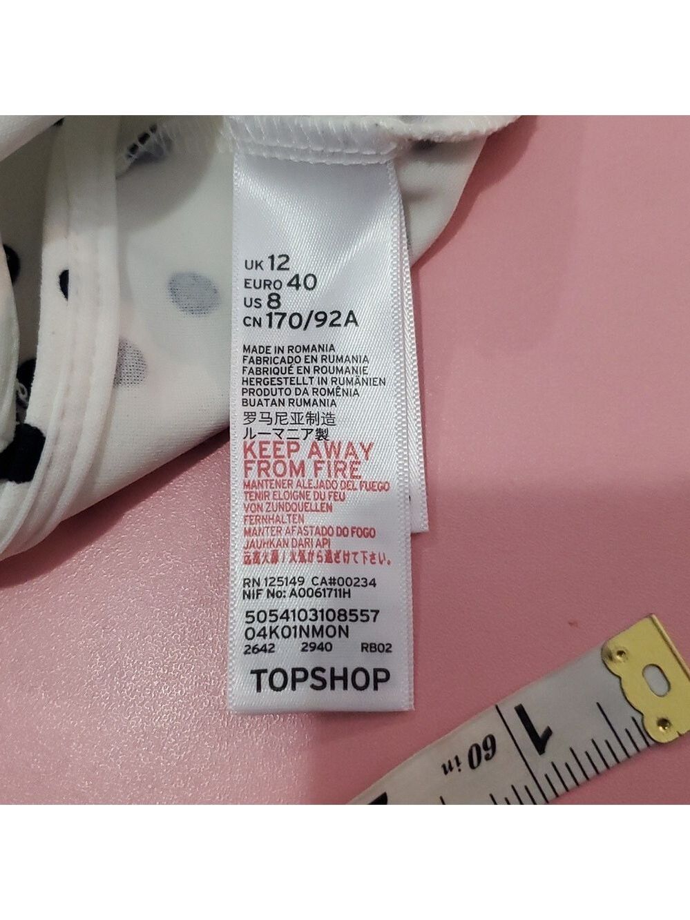 Topshop Black and White Polka Dot Crop Top Size 8 - Picture 6 of 7